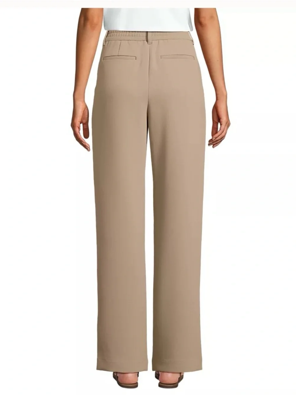 Lands End Wide-Leg High-Waist Trousers in Camel - Picture 4 of 6